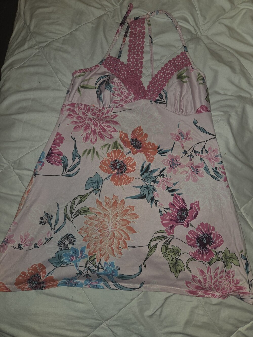 Secret Treasures Pink Floral Chemise with Multicolor Blooms